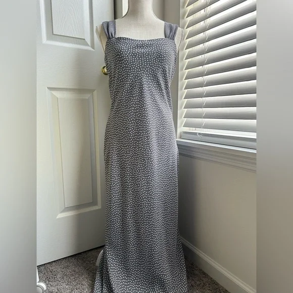 jonathan martin | Dresses | Jonathan Martin Polka Dot Wide Strapped Square  Neckline Maxi Dress | Poshmark